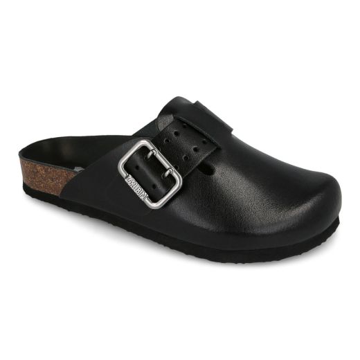 Picture of Enis Women Clog Leather Buckle Silver